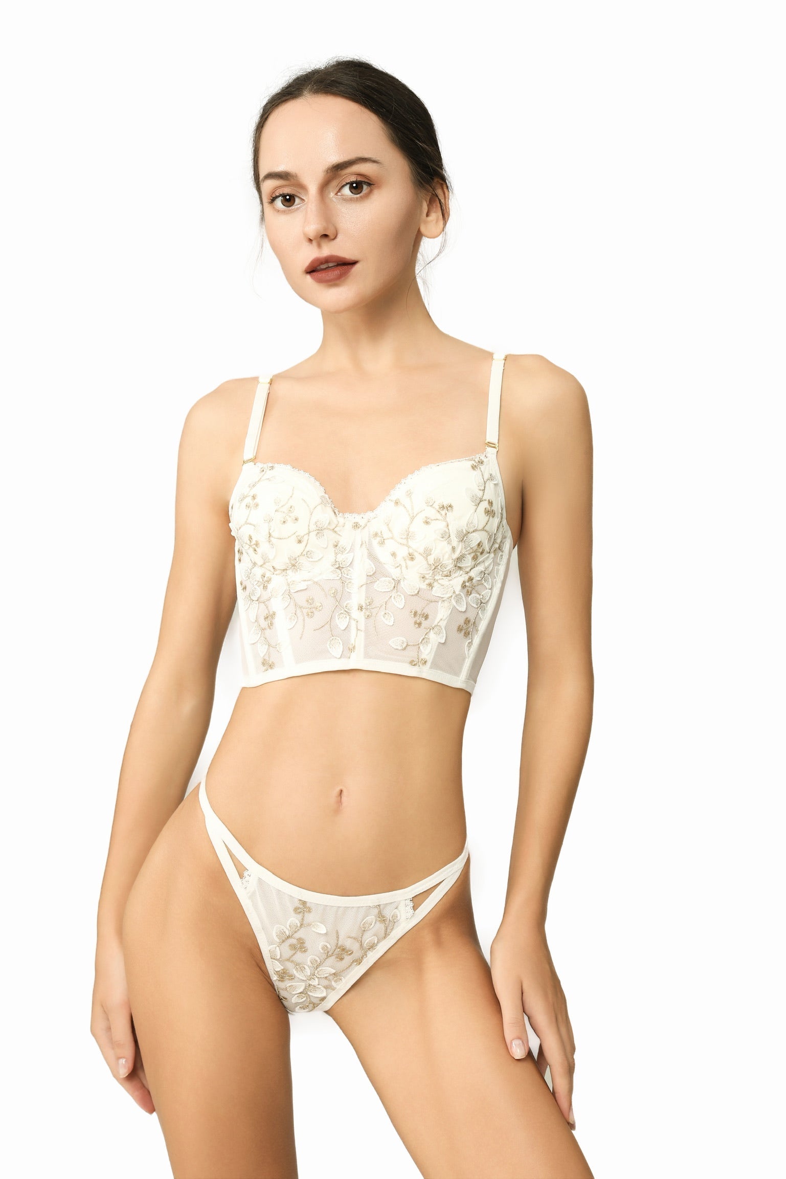 Daisy Embroidered Lace Bralette Set