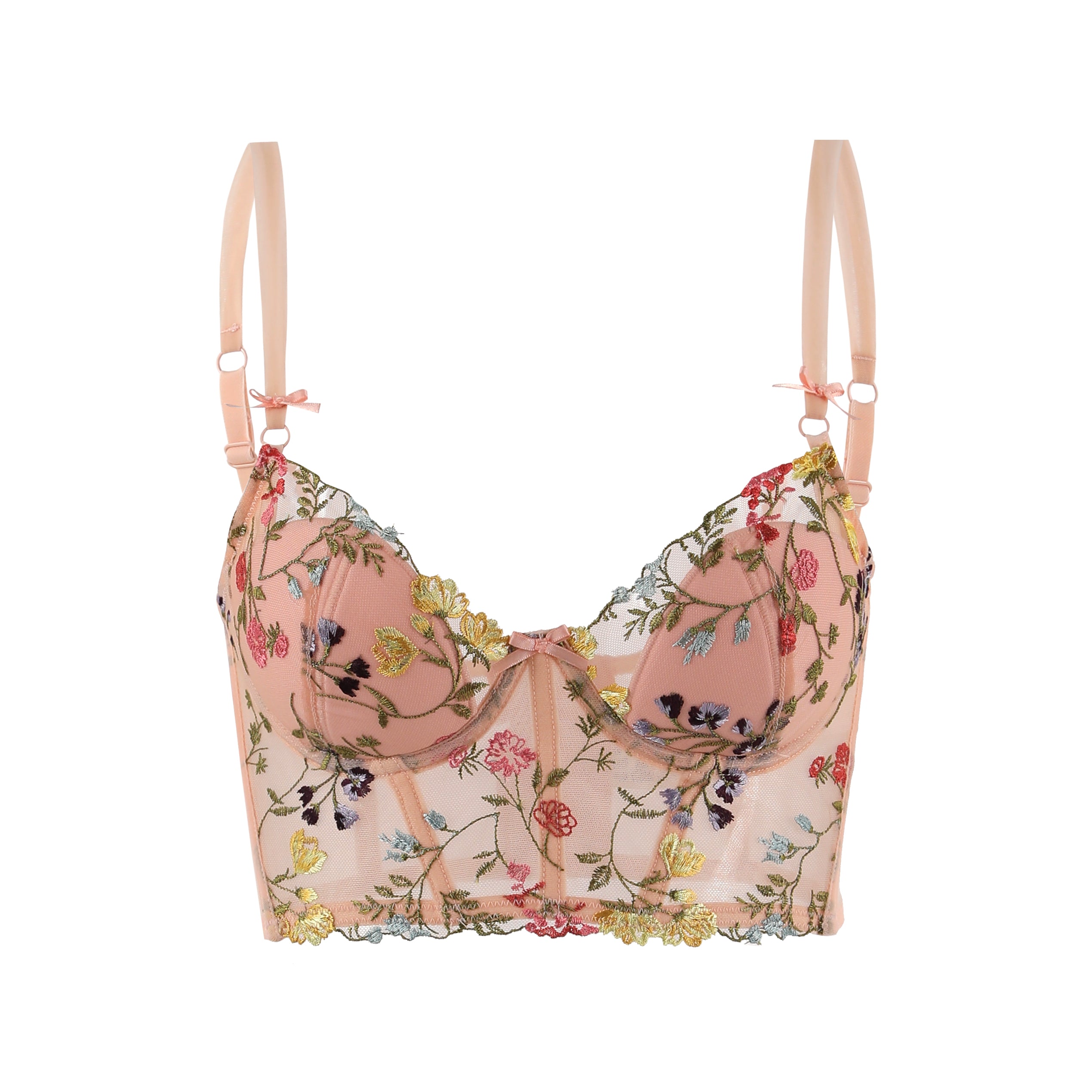 Wildflower Embroidered Mesh Corset Bralette