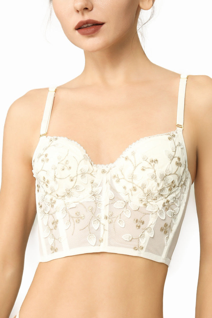 Daisy Embroidered Lace Bralette